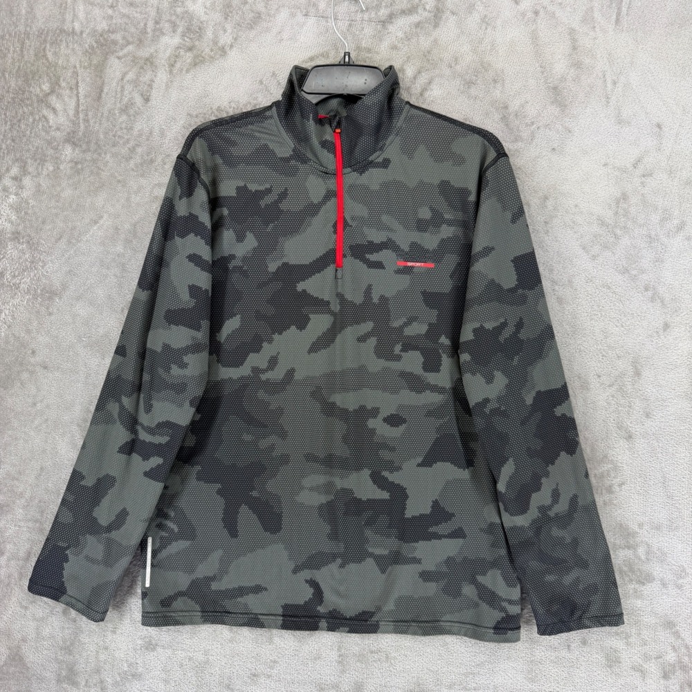 Polo Sport Ralph Lauren Mens Camo ThermoVent Quarter Zip Pullover Green Black M